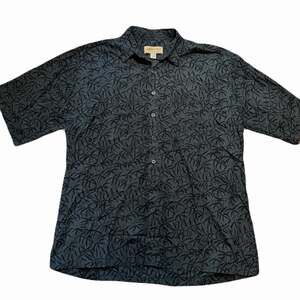 Johari West Black Hawaiian Print Button Up Short Sleeve Mens Size 3XLT Cotton
